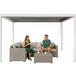 Havepergola 3x4 m med JUSTERBART ALUMINIUMSTAG, hvid, til TERRASSE, stærk