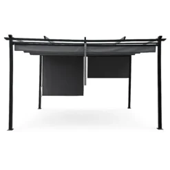 Havepergola 3x4 m stål 2,4 m vandtæt med 4 sidemarkiser