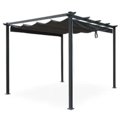 Havepergola 3x4 m stål 2,4 m vandtæt med 4 sidemarkiser