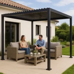 HAVEPergola 3x4m justerbart lameltag ANTRACIT terrasse ALUMINIUM