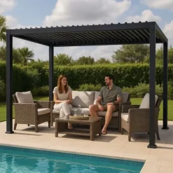 HAVEPergola 3x4m justerbart lameltag ANTRACIT terrasse ALUMINIUM