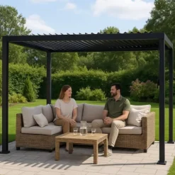 HAVEPergola 3x4m justerbart lameltag ANTRACIT terrasse ALUMINIUM