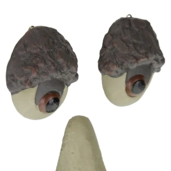 Havepynt, Træansigtsdekoration, 8.5x12.5x2 cm, Beige