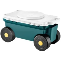 Havescooter med sæde, 52x31x28 cm, grå, opbevaring