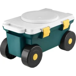 Havescooter med sæde, 52x31x28 cm, grå, opbevaring