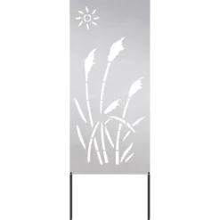 Haveskærm i rustfrit stål - Dekorativ haveafskærmning | Størrelse: 50x140 cm | Farve: Sølv