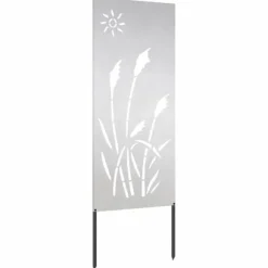 Haveskærm i rustfrit stål - Dekorativ haveafskærmning | Størrelse: 50x140 cm | Farve: Sølv