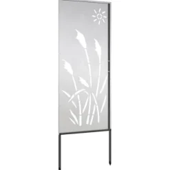 Haveskærm i rustfrit stål - Dekorativ haveafskærmning | Størrelse: 50x140 cm | Farve: Sølv