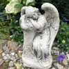 Haveskulptur Betonfigur Grå Engel