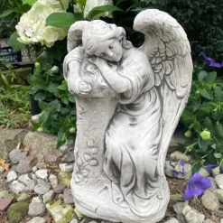Haveskulptur Betonfigur Grå Engel