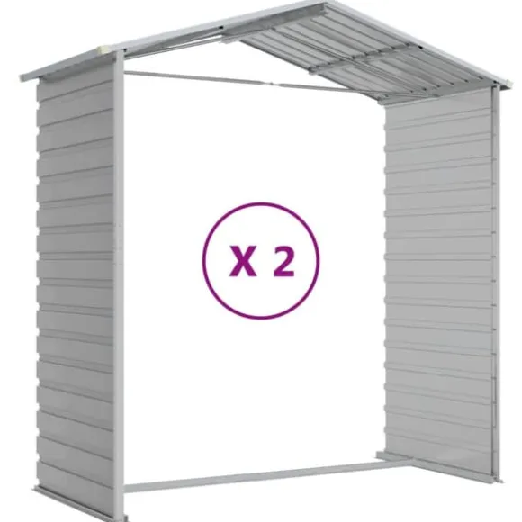 Haveskur i galvaniseret stål - Multifunktionel opbevaring | Størrelse: 191x215x198 cm | Farve: Lysegrå