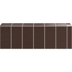 Haveskur i galvaniseret stål - Multifunktionelt opbevaringsskur | Størrelse: 191x555x198 cm | Farve: Brun