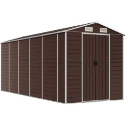 Haveskur i galvaniseret stål - Robust opbevaringsløsning | Farve: Brun | Størrelse: 191x470x198 cm