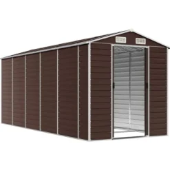 Haveskur i galvaniseret stål - Robust opbevaringsløsning | Farve: Brun | Størrelse: 191x470x198 cm