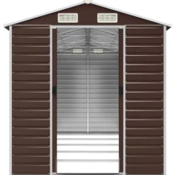 Haveskur i galvaniseret stål - Robust opbevaringsløsning | Farve: Brun | Størrelse: 191x470x198 cm