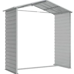 Haveskur i galvaniseret stål - Opbevaring og værktøjsbeskyttelse | Farve: Lysegrå | Størrelse: 191x130x198 cm