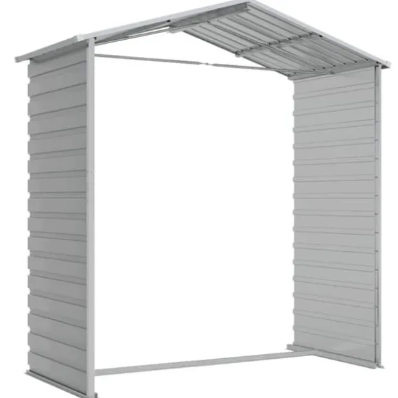 Haveskur i galvaniseret stål - Opbevaring og værktøjsbeskyttelse | Farve: Lysegrå | Størrelse: 191x130x198 cm