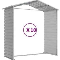 Haveskur i galvaniseret stål - Multifunktionelt udendørs opbevaringsskur | Størrelse: 191x89x198 cm | Farve: Lysegrå