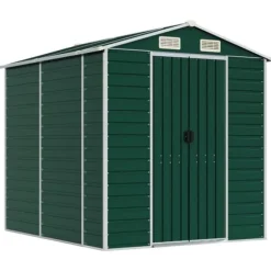 Haveskur i galvaniseret stål - Udendørs opbevaring | Farve: Grøn | Størrelse: 191x215x198 cm