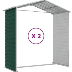 Haveskur i galvaniseret stål - Udendørs opbevaring | Farve: Grøn | Størrelse: 191x215x198 cm