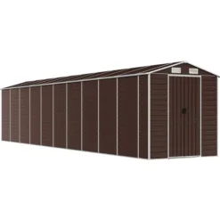 Haveskur i galvaniseret stål - Multifunktionel opbevaring | Farve: Brun | Størrelse: 191x89,5x198 cm