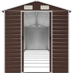 Haveskur i galvaniseret stål - Multifunktionel opbevaring | Farve: Brun | Størrelse: 191x89,5x198 cm