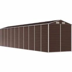 Haveskur i galvaniseret stål - Multifunktionel opbevaring | Farve: Brun | Størrelse: 191x89,5x198 cm