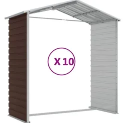 Haveskur i galvaniseret stål - Multifunktionel opbevaring | Farve: Brun | Størrelse: 191x89,5x198 cm