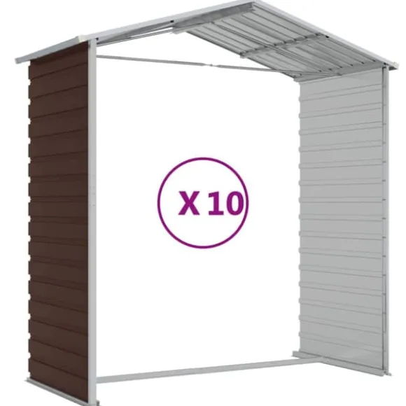 Haveskur i galvaniseret stål - Multifunktionel opbevaring | Farve: Brun | Størrelse: 191x89,5x198 cm