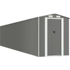 Haveskur i galvaniseret stål - Rummelig opbevaringsløsning | Farve: Lysegrå | Størrelse: 192x102x223 cm