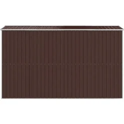 Haveskur i galvaniseret stål - Opbevaringsløsning til værktøj | Farve: Mørkebrun | Størrelse: 192x357x223 cm