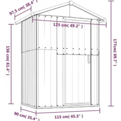 Haveskur i galvaniseret stål - Rummelig opbevaring | Farve: Grå | Størrelse: 126x97,5x177 cm