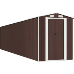 Haveskur i galvaniseret stål - Rummelig opbevaring | Farve: Mørkebrun | Størrelse: 192x938x223 cm