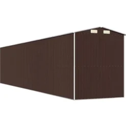 Haveskur i galvaniseret stål - Rummelig opbevaring | Farve: Mørkebrun | Størrelse: 192x938x223 cm