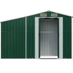 Haveskur i galvaniseret stål - Udendørs opbevaring | Farve: Grøn | Størrelse: 277x93x179 cm