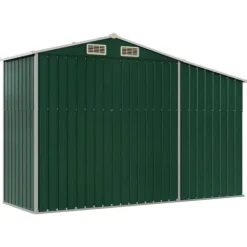 Haveskur i galvaniseret stål - Udendørs opbevaring | Farve: Grøn | Størrelse: 277x93x179 cm