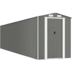 Haveskur i galvaniseret stål - Rummelig opbevaringsløsning | Farve: Lysegrå | Størrelse: 192x85x223 cm