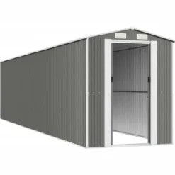 Haveskur i galvaniseret stål - Rummelig opbevaringsløsning | Farve: Lysegrå | Størrelse: 192x85x223 cm