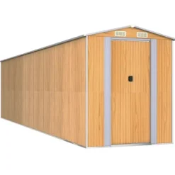Haveskur i galvaniseret stål - Rummelig opbevaring | Farve: Lysebrun | Størrelse: 192x772x223 cm
