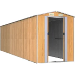 Haveskur i galvaniseret stål - Rummelig opbevaring | Farve: Lysebrun | Størrelse: 192x772x223 cm