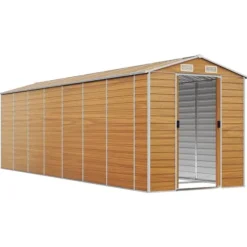 Haveskur i galvaniseret stål - Praktisk opbevaring | Størrelse: 191x640x198 cm | Farve: Lysebrun