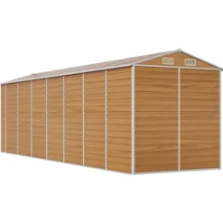 Haveskur i galvaniseret stål - Praktisk opbevaring | Størrelse: 191x640x198 cm | Farve: Lysebrun
