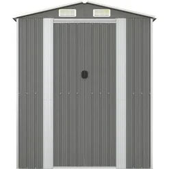 Haveskur i galvaniseret stål - Rummelig opbevaring | Farve: Lysegrå | Størrelse: 192x108x223 cm
