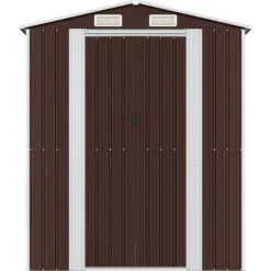 Haveskur i galvaniseret stål - Rummelig opbevaring | Farve: Mørkebrun | Størrelse: 192x689x223 cm