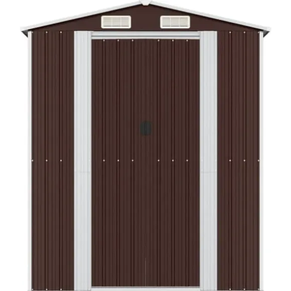 Haveskur i galvaniseret stål - Rummelig opbevaring | Farve: Mørkebrun | Størrelse: 192x689x223 cm
