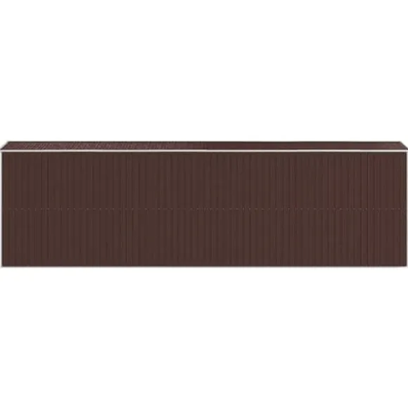 Haveskur i galvaniseret stål - Rummelig opbevaring | Farve: Mørkebrun | Størrelse: 192x689x223 cm
