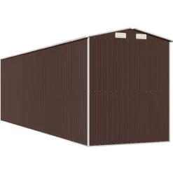 Haveskur i galvaniseret stål - Rummelig opbevaring | Farve: Mørkebrun | Størrelse: 192x689x223 cm