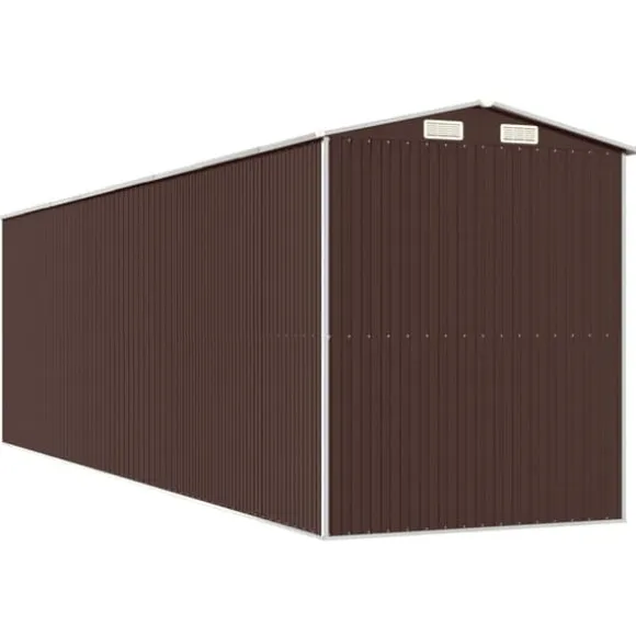 Haveskur i galvaniseret stål - Rummelig opbevaring | Farve: Mørkebrun | Størrelse: 192x689x223 cm