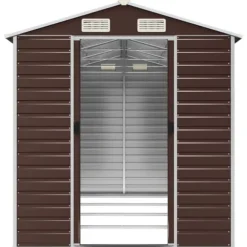 Haveskur i galvaniseret stål - Praktisk og robust opbevaring | Farve: Brun | Størrelse: 191x385x198 cm