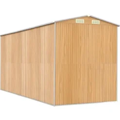 Haveskur i galvaniseret stål - Rummeligt opbevaringsskur | Farve: Lysebrun | Størrelse: 192x440x223 cm